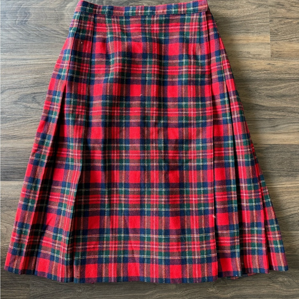VINTAGE PENDLETON Petite Tartan Plaid Pleated Skirt sz 10